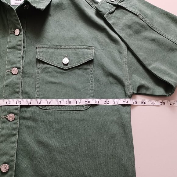 Ardene Green Cotton Twill Shirt Jacket - Picture 12 of 16